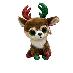 TY Beanie Boo Kinley Reindeer 6 Inch Plush Toy Stuffed Animal Glitter Eyes